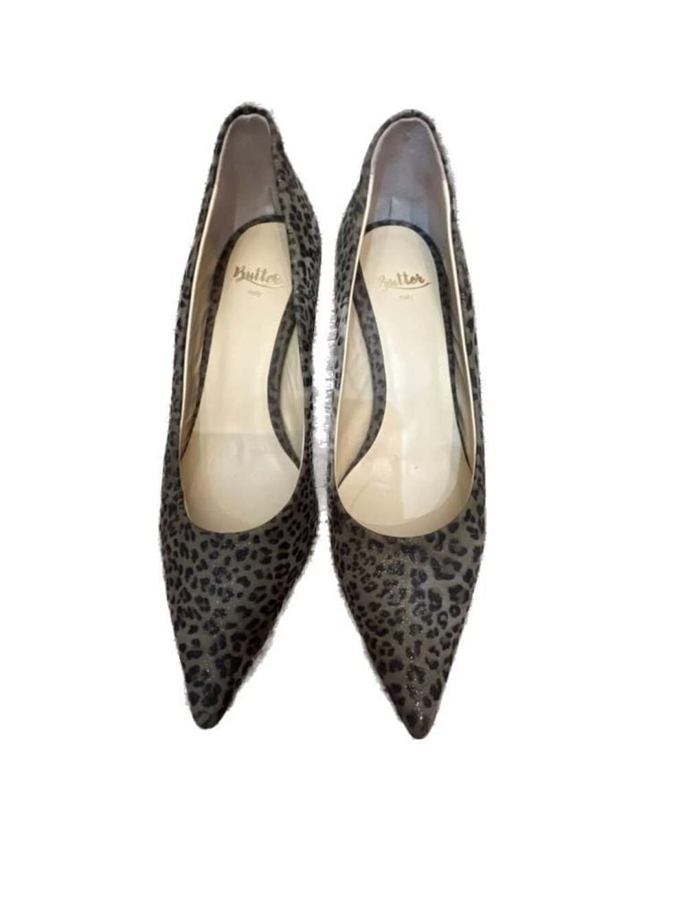 Butter Italy Leopard Print Pointed Toe Suede Pumps